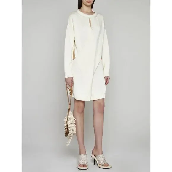 JW ANDERSON Twist-front cutout cotton dress Cream Size XS - Picture 2 of 13